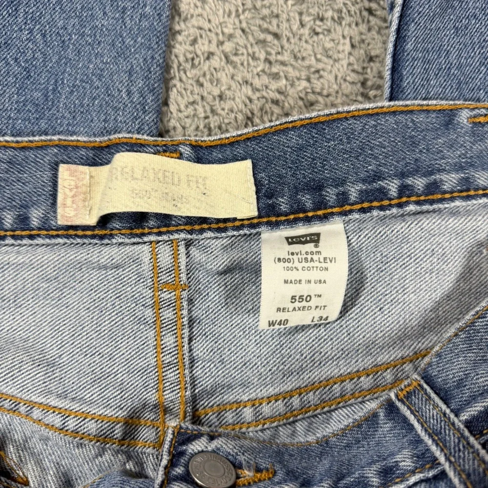 Y2K Levis 550 Relaxed Fit Baggy Light Blue‎ Made in USA Mens Size 40x34
